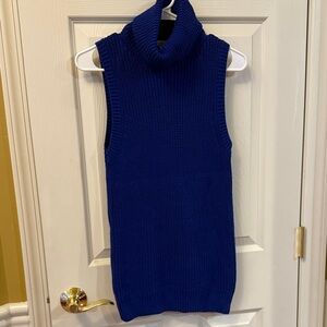 Michael Kors Royal Blue Sleeveless Turtleneck Sweater